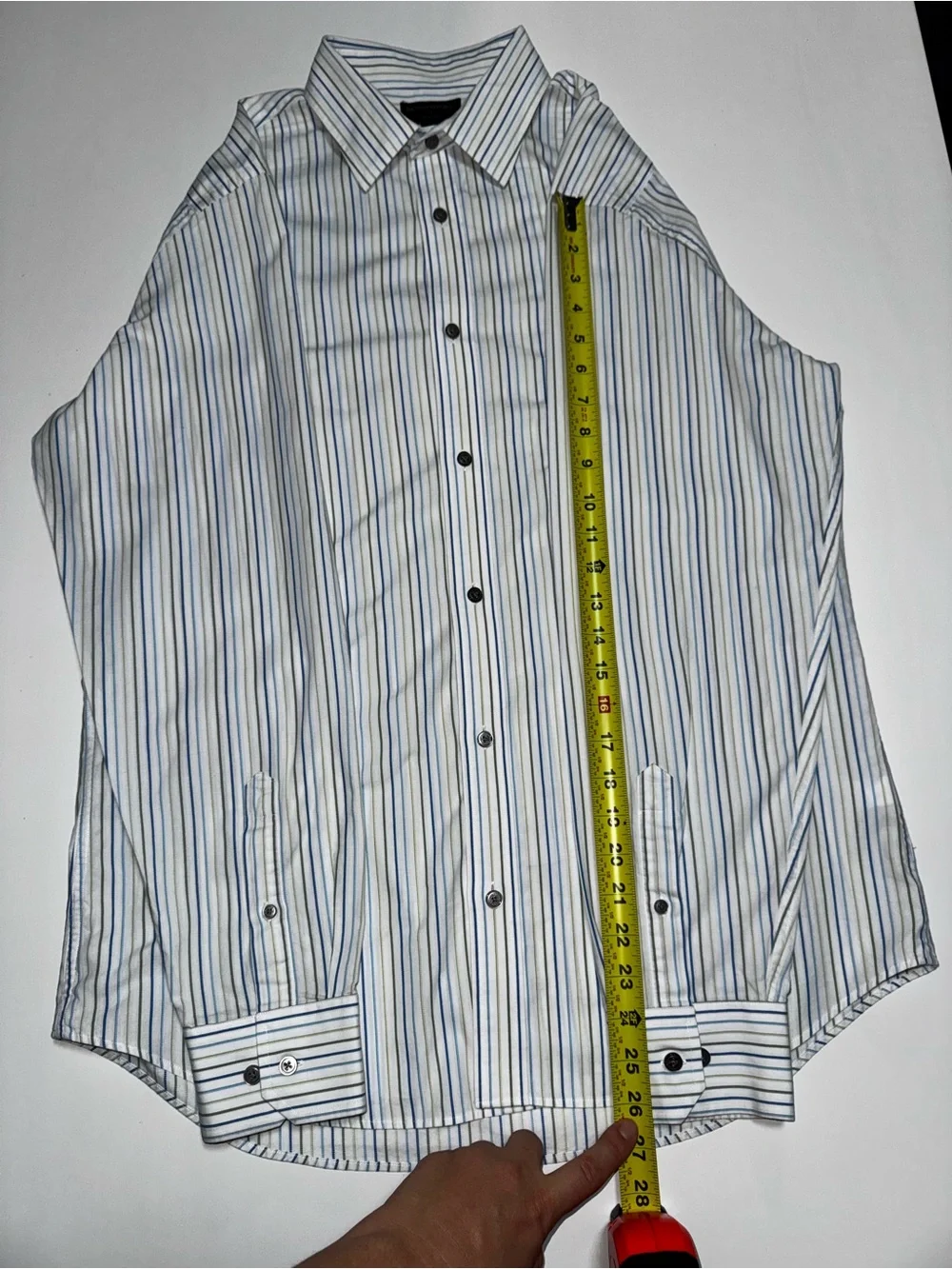Banana Republic White Dress Shirt with Blue and Gray Stripes, 16-16,5 L